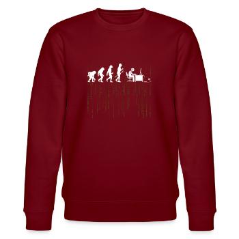 Evolution Computer Enticklung BrushIng Gift - Stanley/Stella CHANGER Unisex Organic Sweatshirt - burgundy - Front - Nik (191cm) & Marisol (170cm)