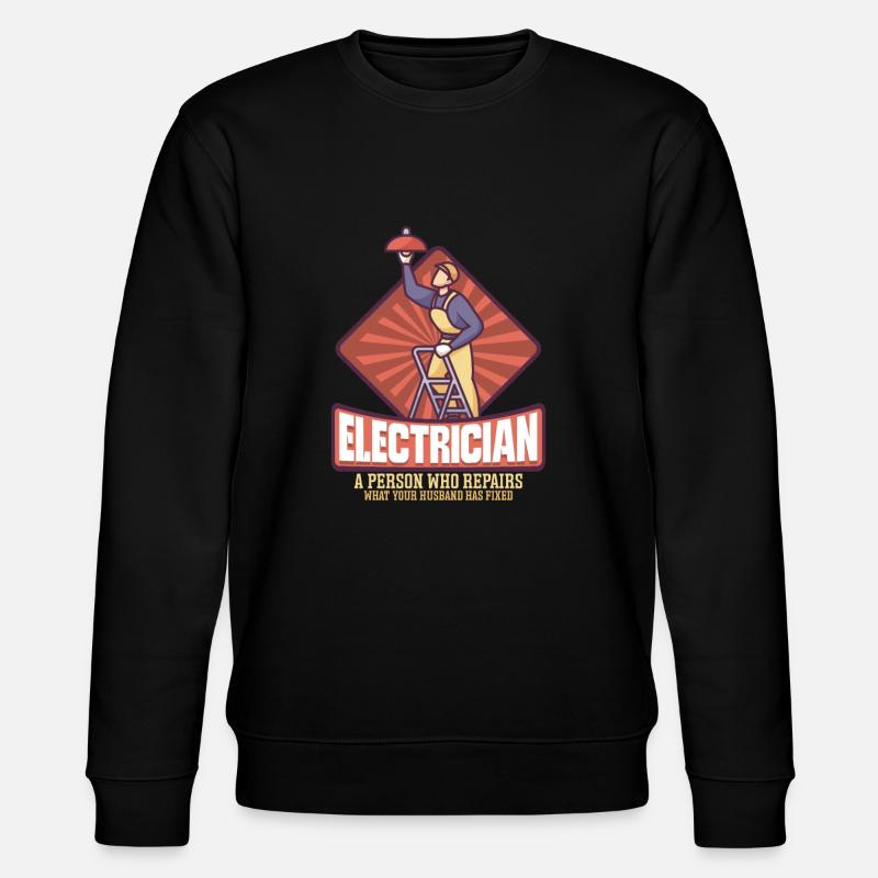 Electrician Electrical Engineer Lineman Electrical - Stanley/Stella CHANGER Unisex Organic Sweatshirt - black