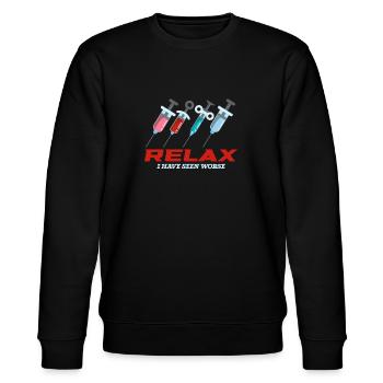 Krankenschwester Krankenpflege Klinik Sanitäter - Stanley/Stella Unisex Bio-Sweatshirt CHANGER  - Schwarz - Vorne - Nik (191cm) & Marisol (170cm)