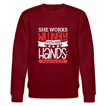Krankenschwester Krankenpflege Klinik Sanitäter - Stanley/Stella Unisex Bio-Sweatshirt CHANGER  - Burgunderrot - Vorne - Nik (191cm) & Marisol (170cm)