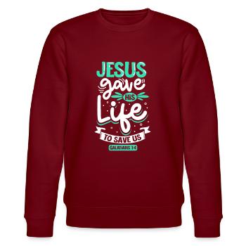 Jesus Christianity God Praying Prayer Pastor - Stanley/Stella Unisex Bio-Sweatshirt CHANGER  - Burgunderrot - Vorne - Nik (191cm) & Marisol (170cm)