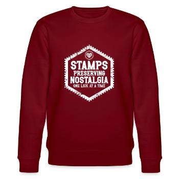 Philately Philatelist Stamp Collecting - Stanley/Stella CHANGER Unisex Organic Sweatshirt - burgundy - Front - Nik (191cm) & Marisol (170cm)