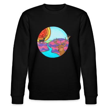 Scottish Stags in Highlands - Stanley/Stella CHANGER Unisex Organic Sweatshirt - black - Front - Nik (191cm) & Marisol (170cm)