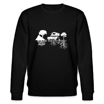 Dachzelt Camper | "In der Natur verwurzelt" 4x4 - Stanley/Stella Unisex Bio-Sweatshirt CHANGER  - Schwarz - Vorne - Nik (191cm) & Marisol (170cm)