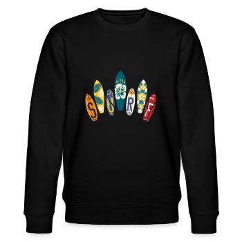 Surfboard Types Surfing Surfboard Sport - Stanley/Stella CHANGER Unisex Organic Sweatshirt - black - Front - Nik (191cm) & Marisol (170cm)