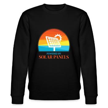 Powered By Solar Panels Photovoltaik - Stanley/Stella Unisex Bio-Sweatshirt CHANGER  - Schwarz - Vorne - Nik (191cm) & Marisol (170cm)