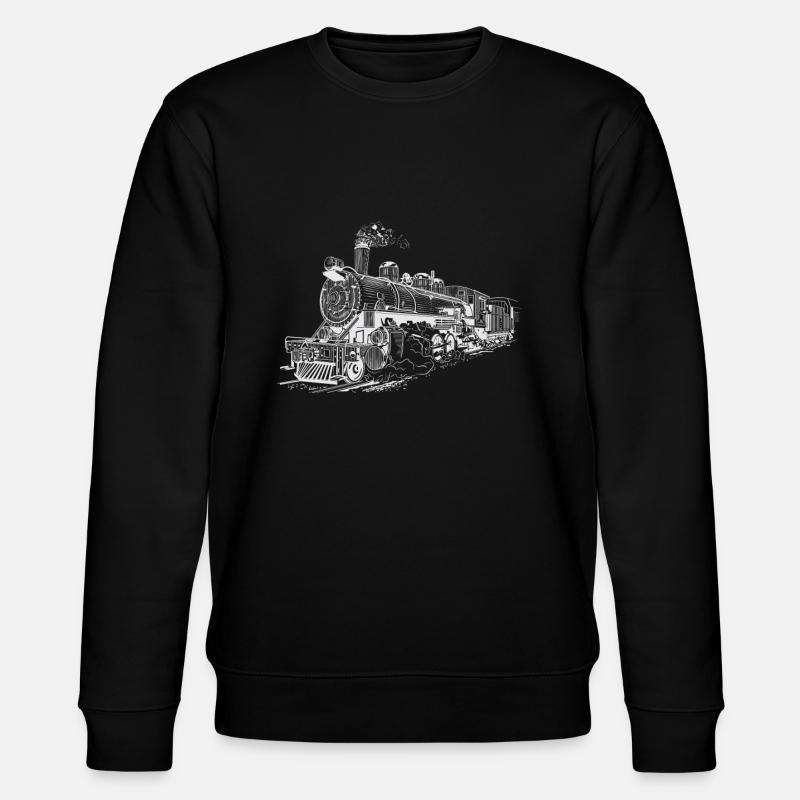 Dampflok Retro Eisenbahn Modeleisenbahn - Stanley/Stella Unisex Bio-Sweatshirt CHANGER  - Schwarz