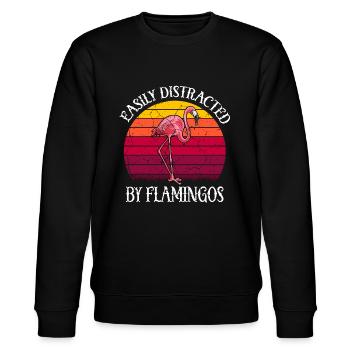 Flamingo Spirit Animal Flamingo Lover - Stanley/Stella CHANGER Unisex Organic Sweatshirt - black - Front - Nik (191cm) & Marisol (170cm)