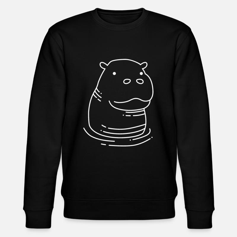 Süßes Nilpferd Hippo Kinder - Stanley/Stella Unisex Bio-Sweatshirt CHANGER  - Schwarz