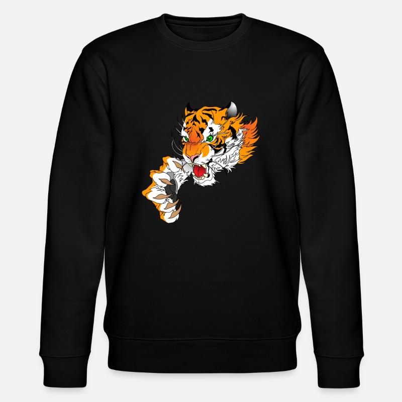 Tête de tigre avec patte - Sweat bio CHANGER Stanley/Stella Unisexe - noir