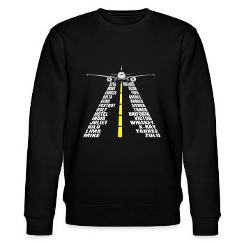 Phonetische Alphabet Flugzeug Pilot Aviator Flugzeug - Stanley/Stella Unisex Bio-Sweatshirt CHANGER  - Schwarz - Vorne - Nik (191cm) & Marisol (170cm)