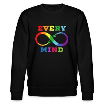 Every Mind Neurodiversity Autism Awareness Unterstützung - Stanley/Stella Unisex Bio-Sweatshirt CHANGER  - Schwarz - Vorne - Nik (191cm) & Marisol (170cm)
