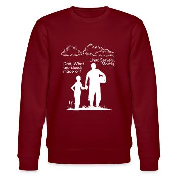 Was sind Wolken aus lustiger Programmiersoftware - Stanley/Stella Unisex Bio-Sweatshirt CHANGER  - Burgunderrot - Vorne - Nik (191cm) & Marisol (170cm)