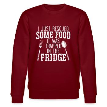 I Just Rescued Some Food Trapped In The Fridge - Stanley/Stella CHANGER Unisex Organic Sweatshirt - burgundy - Front - Nik (191cm) & Marisol (170cm)