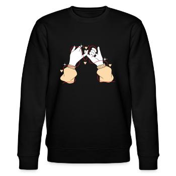Bester Freund für immer Freundschaft Bestie BFF Squad - Stanley/Stella Unisex Bio-Sweatshirt CHANGER  - Schwarz - Vorne - Nik (191cm) & Marisol (170cm)