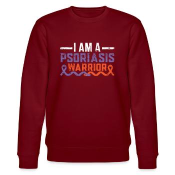 Ich bin ein Psoriasis-Krieger Hautkrankheit Psoriasis - Stanley/Stella Unisex Bio-Sweatshirt CHANGER  - Burgunderrot - Vorne - Nik (191cm) & Marisol (170cm)