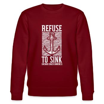 Refuse To Sink Carcinoid Cancer Awareness - Stanley/Stella CHANGER Unisex Organic Sweatshirt - burgundy - Front - Nik (191cm) & Marisol (170cm)