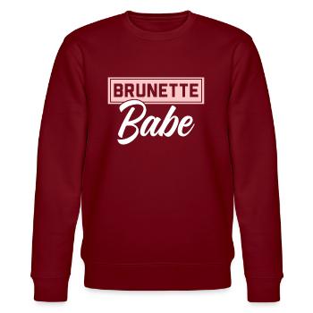 Brünette Babe Braune Haare Mode Blonde Haare - Stanley/Stella Unisex Bio-Sweatshirt CHANGER  - Burgunderrot - Vorne - Nik (191cm) & Marisol (170cm)