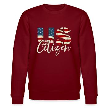 US Citizen New American USA Flag Constitution Day - Stanley/Stella CHANGER Unisex Organic Sweatshirt - burgundy - Front - Nik (191cm) & Marisol (170cm)