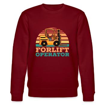 Forklift Operator Job Profession Warehouse Worker - Stanley/Stella CHANGER Unisex Organic Sweatshirt - burgundy - Front - Nik (191cm) & Marisol (170cm)