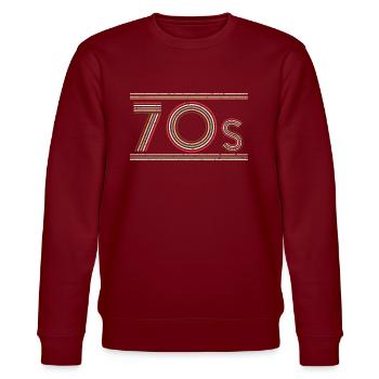 Retro 70's 1970 Vintage Seventies Party 1970er - Stanley/Stella Unisex Bio-Sweatshirt CHANGER  - Burgunderrot - Vorne - Nik (191cm) & Marisol (170cm)