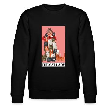 Die Katzendame Tarotkarte liest okkulte dunkle Magie - Stanley/Stella Unisex Bio-Sweatshirt CHANGER  - Schwarz - Vorne - Nik (191cm) & Marisol (170cm)