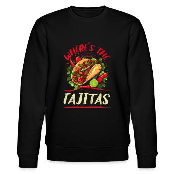 Fajita Tex-Mex Küche Essen Feinschmecker Texas Mexikanisch - Stanley/Stella Unisex Bio-Sweatshirt CHANGER  - Schwarz - Vorne - Nik (191cm) & Marisol (170cm)