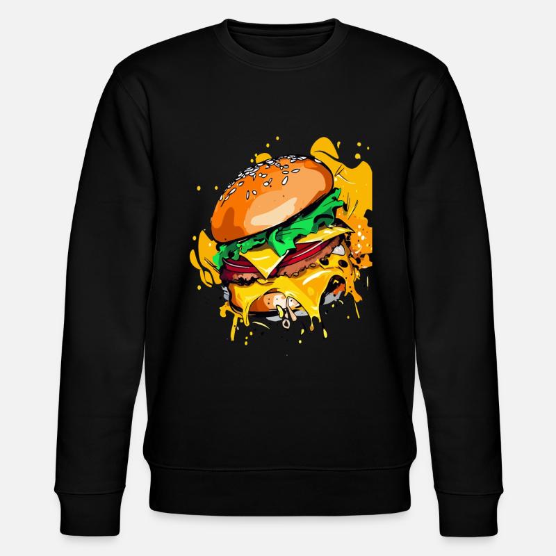Extra Käse Burger Cheeseburge - Stanley/Stella Unisex Bio-Sweatshirt CHANGER  - Schwarz