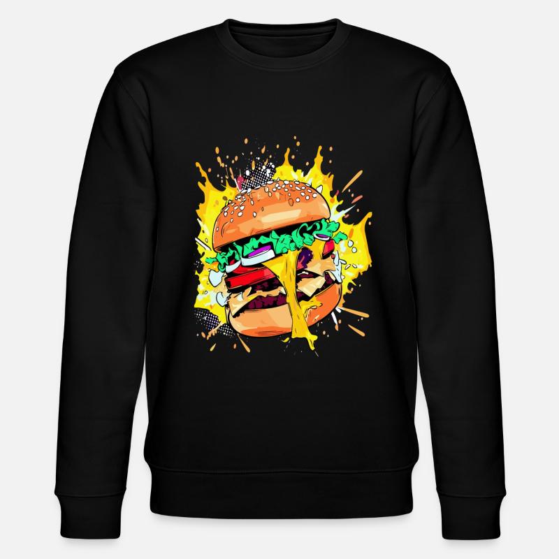 Extra Käse Burger Cheeseburge - Stanley/Stella Unisex Bio-Sweatshirt CHANGER  - Schwarz