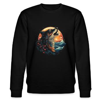 Fenrir Wolf Wikinger Nordisch Nordmänner Odins Wolf - Stanley/Stella Unisex Bio-Sweatshirt CHANGER  - Schwarz - Vorne - Nik (191cm) & Marisol (170cm)