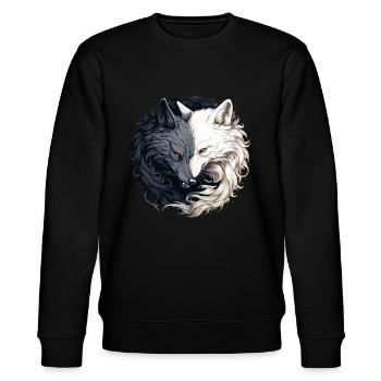 Fenrir Wolf Wikinger Nordische Nordmänner Odins Wolf - Stanley/Stella Unisex Bio-Sweatshirt CHANGER  - Schwarz - Vorne - Nik (191cm) & Marisol (170cm)