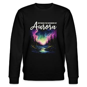 Aurora Borealis Dark Sky Nature Lichtspiel - Stanley/Stella Unisex Bio-Sweatshirt CHANGER  - Schwarz - Vorne - Nik (191cm) & Marisol (170cm)