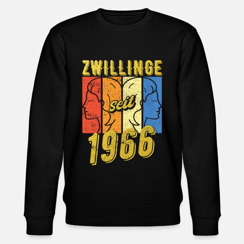 Zwillinge Sternzeichen 1966 Geschenk - Stanley/Stella Unisex Bio-Sweatshirt CHANGER  - Schwarz