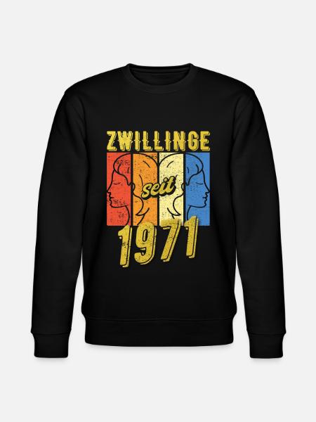 Zwillinge Sternzeichen 1971 Geschenk - Stanley/Stella Unisex Bio-Sweatshirt CHANGER - Schwarz