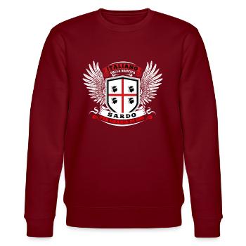 Italiano dalla nascita sardo per grazia di dio - Stanley/Stella CHANGER Unisex Organic Sweatshirt - burgundy - Front - Nik (191cm) & Marisol (170cm)