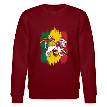 Rastafarian Reggae Flagge mit Rasta Lion Of Judah - Stanley/Stella Unisex Bio-Sweatshirt CHANGER  - Burgunderrot - Vorne - Nik (191cm) & Marisol (170cm)