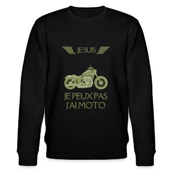 Je Suis Je Peux Pas J'ai Moto Personnalisé - Sweat bio CHANGER Stanley/Stella Unisexe - noir - Devant - Nik (191cm) & Marisol (170cm)
