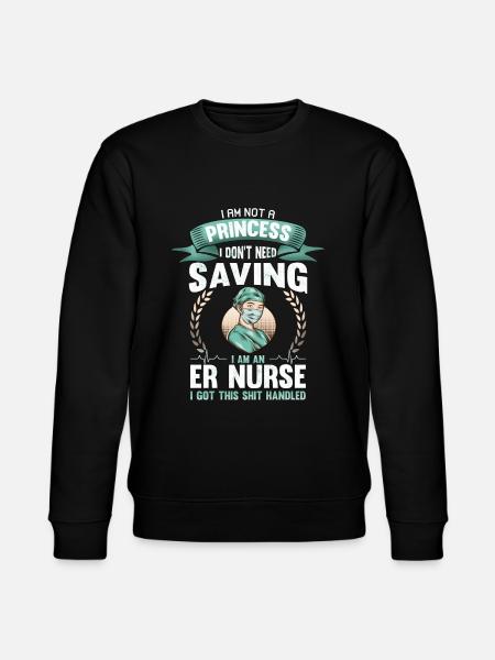 Rolig ER sjuksköterska Jag är inte en prinsessa sjuksköterska Sarkasm - Ekologisk sweatshirt CHANGER unisex från Stanley/Stella - svart
