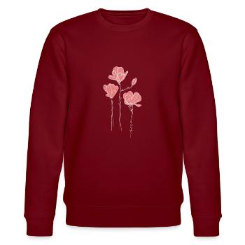 Fleurs roses - Sweat bio CHANGER Stanley/Stella Unisexe - bordeaux - Devant - Nik (191cm) & Marisol (170cm)