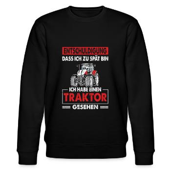 Traktor Motiv mit lustigem Spruch Herren Geschenk - Stanley/Stella Unisex Bio-Sweatshirt CHANGER  - Schwarz - Vorne - Nik (191cm) & Marisol (170cm)