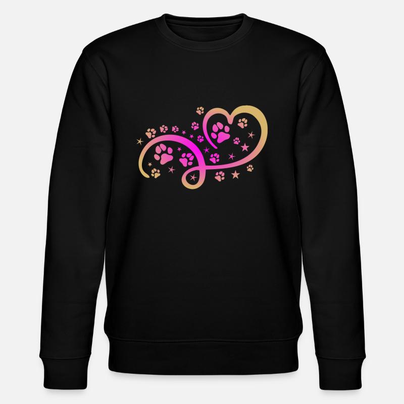 Herz mit Pfötchen und Sternen - Stanley/Stella Unisex Bio-Sweatshirt CHANGER - Schwarz