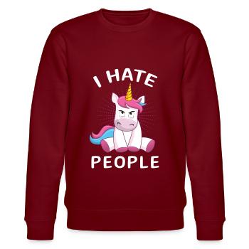 Licorne je déteste les gens cadeau de Licorne - Sweat bio CHANGER Stanley/Stella Unisexe - bordeaux - Devant - Nik (191cm) & Marisol (170cm)