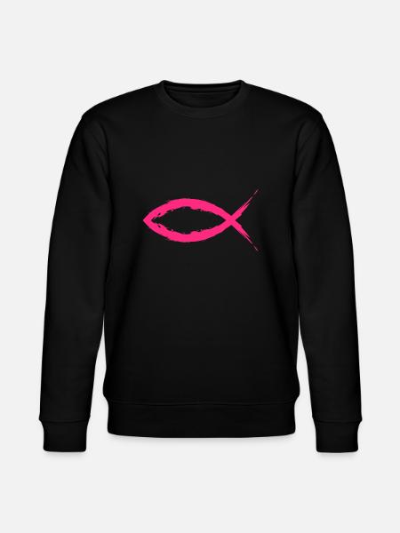 Fish Christianity symbol religion church pink - Stanley/Stella CHANGER Unisex Organic Sweatshirt - black