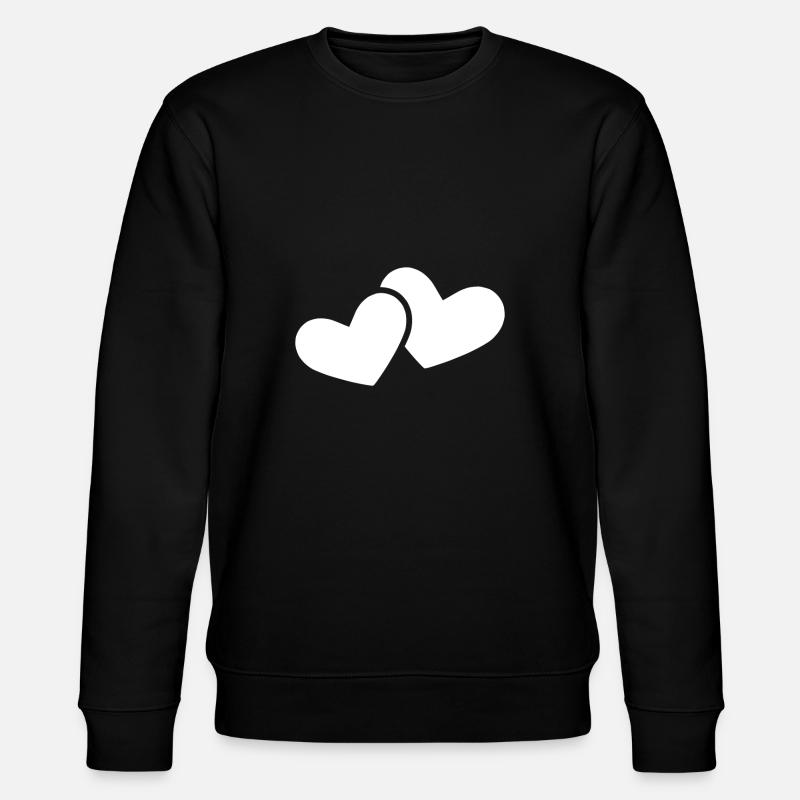 Double heart white - Stanley/Stella CHANGER Unisex Organic Sweatshirt - black