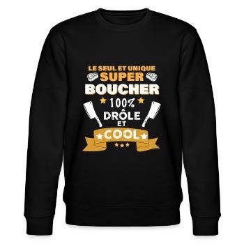 Boucher parfait cadeau pour mon boucher préféré - Sweat bio CHANGER Stanley/Stella Unisexe - noir - Devant - Nik (191cm) & Marisol (170cm)