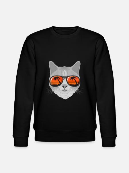 Cat with sunglasses glasses gift - Stanley/Stella CHANGER Unisex Organic Sweatshirt - black