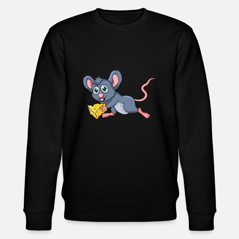 Maus mit Käse - Stanley/Stella Unisex Bio-Sweatshirt CHANGER  - Schwarz