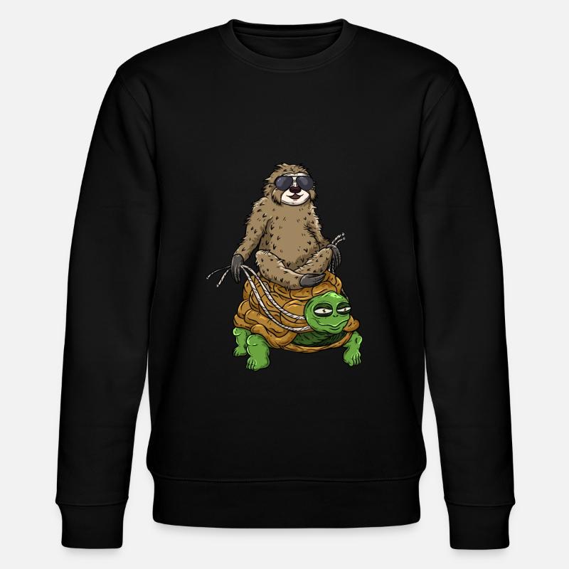 Sloth on turtle - Stanley/Stella CHANGER Unisex Organic Sweatshirt - black