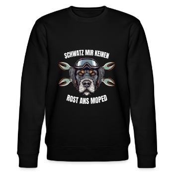 Schwatz mir keinen Rost ans Moped Hund - Stanley/Stella Unisex Bio-Sweatshirt CHANGER  - Schwarz - Vorne - Nik (191cm) & Marisol (170cm)