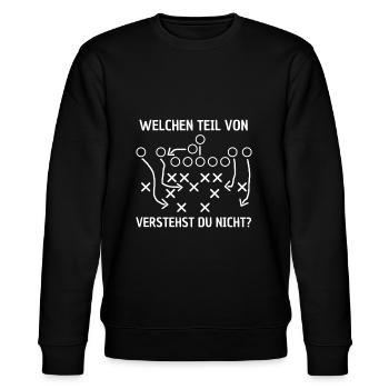 American Football Offense Defense Spruch - Stanley/Stella Unisex Bio-Sweatshirt CHANGER  - Schwarz - Vorne - Nik (191cm) & Marisol (170cm)